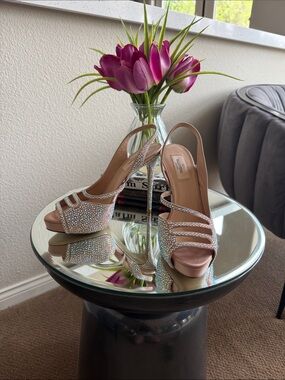 Valentino Rose Gold Crystal Slingback Stiletto Heels